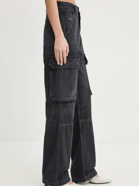 Talia spodnie cargo Diesel z wysoką talią szare
