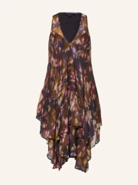 Allsaints Šaty Gretel / tmavě červená / khaki černá