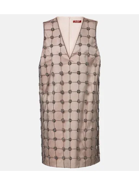 Satynowa sukienka Max Mara beżowa
