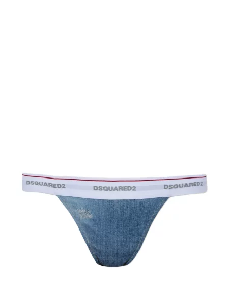 Chiloți tanga Dsquared2 cu autograf albastru