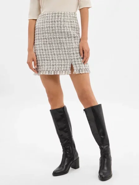 EDITED spódniczka mini Ellinor Kobiety beżowy|wielokolorowy|szary|biały w kratkę 34 biała