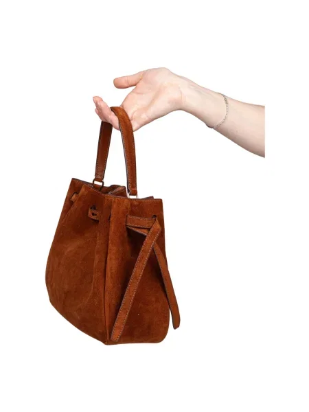 Kapelusz Tory Burch zamszowy brązowy