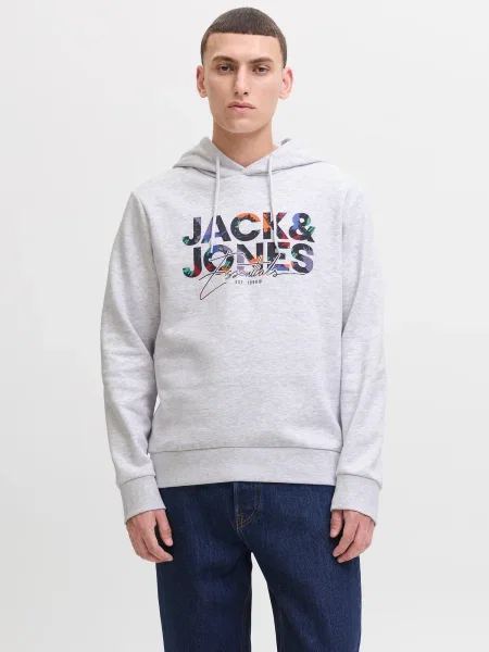 JACK & JONES Mikina JJGEPLAS tmavomodrá / tmavosivá / homárová / melírovaná biela