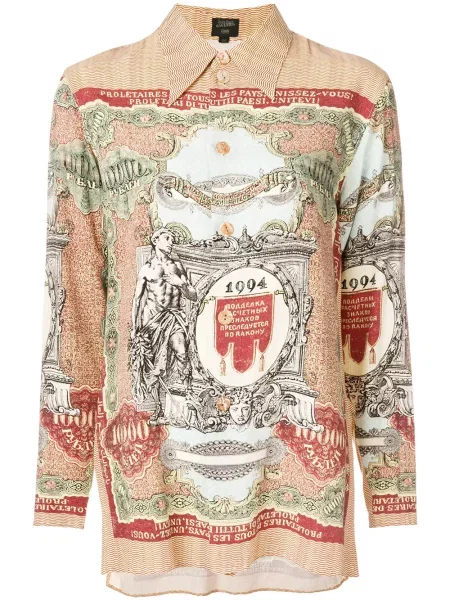 Dlouhá košile s dlouhým rukávem Jean Paul Gaultier Pre-owned s potiskem s dlouhými rukávy hnědá