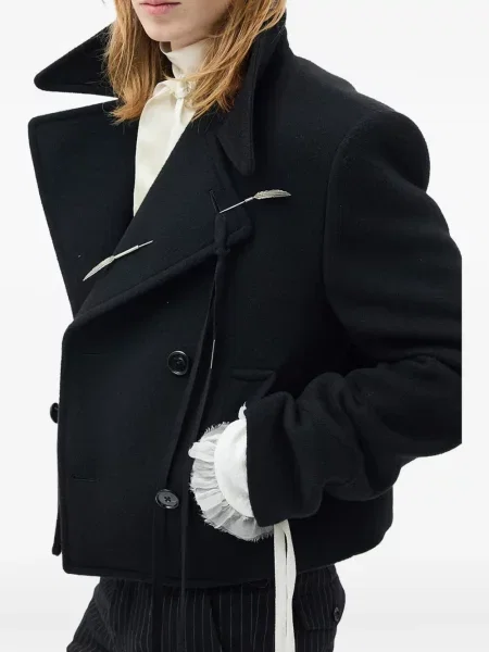 Geacă Ann Demeulemeester cu două rânduri de nasturi negru
