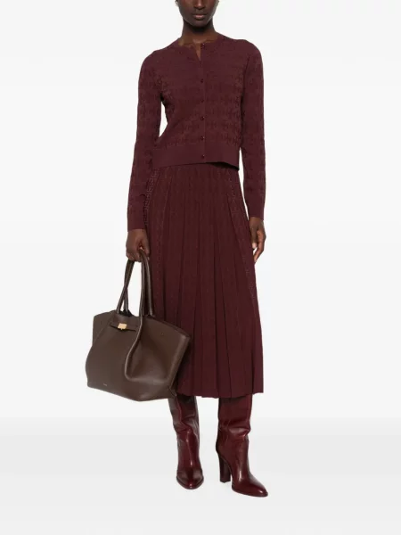 Fustă midi Tory Burch cu autograf roșu