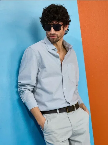 Sinsay koszula z długim rękawem i kieszenią piersiową zielony