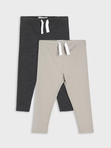 Sinsay Žebrované legíny s bavlnou 2 pack šedá