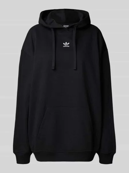 Bluza o kroju relaxed fit z kapturem wyhaftowanym logo i kieszenią kangurką Adidas Originals czarna