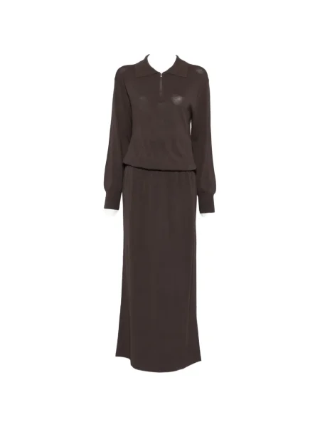 Maksi sukienka maxi Brandon Maxwell garniturowa brązowa