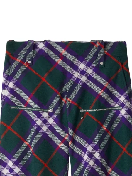Vilnonės pledinės kelnės Burberry žalia