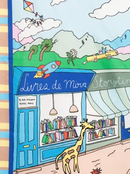 Μεταξωτός κασκόλ Mira Mikati με σχέδιο μπλε