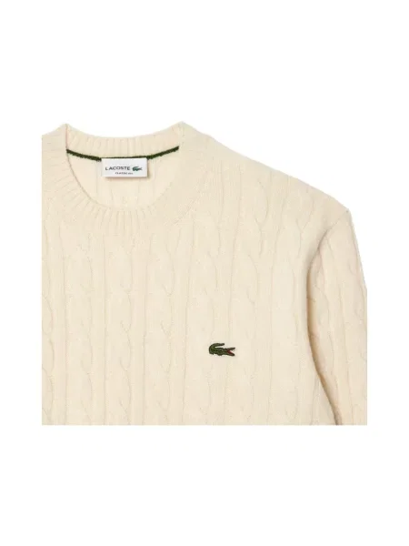 Sweter Lacoste wełniany elegancki biały