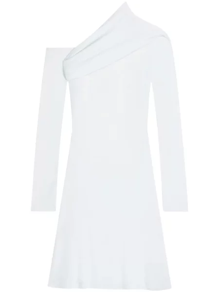 Mała sukienka mini Courreges z krepy garniturowa niebieska