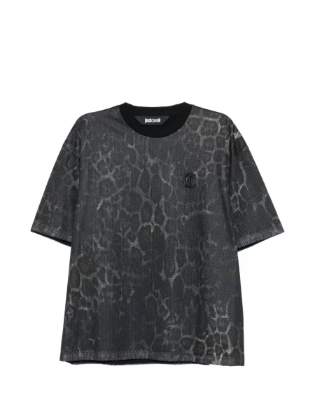 Tricou Just Cavalli cu imagine plasă negru