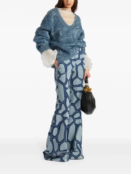 Pulover Genny cu imprimeu animal print albastru