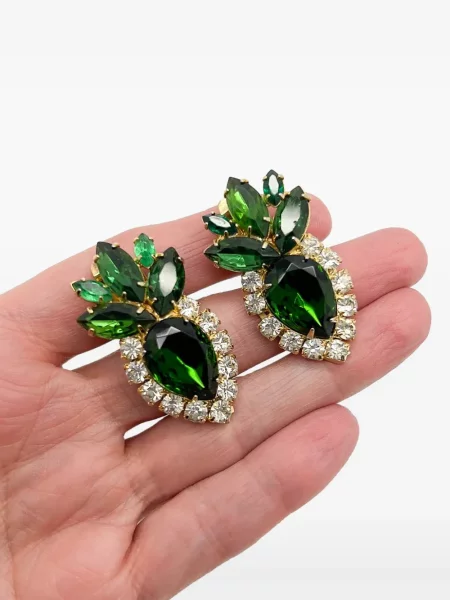 Auskarai Jennifer Gibson Jewellery su kristalais auksinė