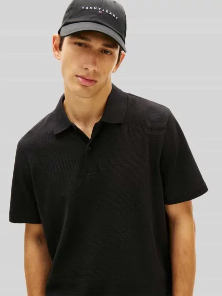 Tommy Jeans polo z bawełną czarna