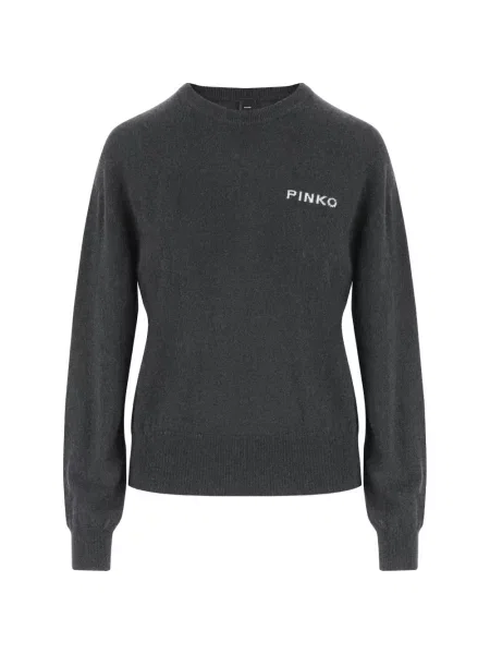 Pulover Pinko cu broderie gri