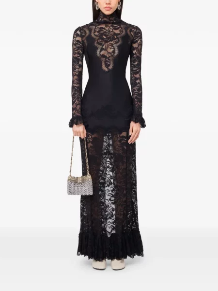 Rochie maxi Rabanne din dantelă negru