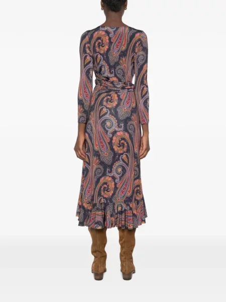 Rochie midi Etro cu imagine cu model paisley albastru