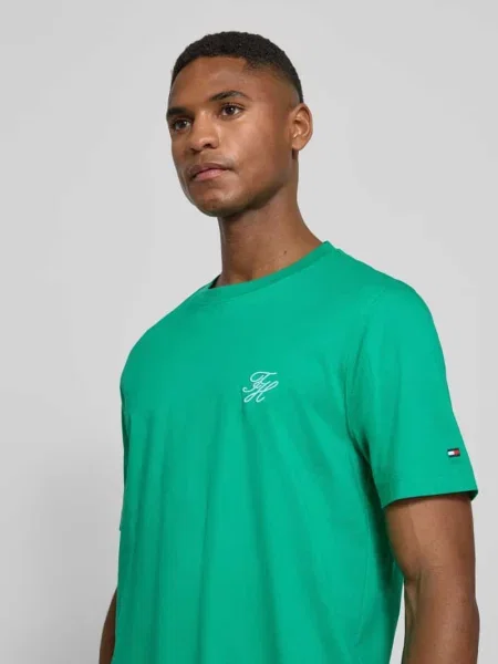 T-shirt o kroju regular fit z czystej bawełny Tommy Hilfiger zielona