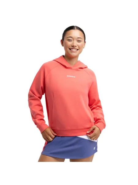 Bluza z kapturem do gry w padla Padel Siroko Deuce Coral czerwona