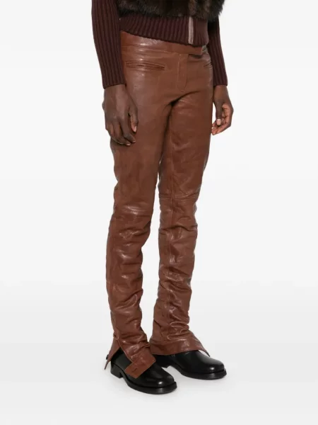 Pantaloni Miu Miu din piele maro