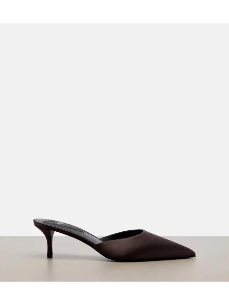 Papuci tip mules Alaïa din satin maro