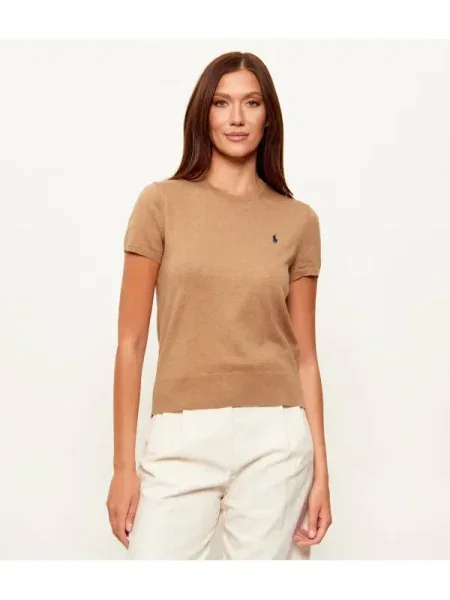 Polo Ralph Lauren pulover cu mânecă scurtă pentru femei cu maro