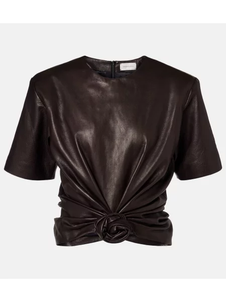 Tricou Magda Butrym din piele maro