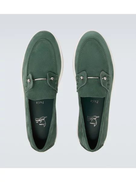 Kožené slip on loafersy Christian Louboutin zelená