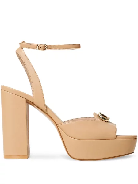 Sandale Twinset din piele maro