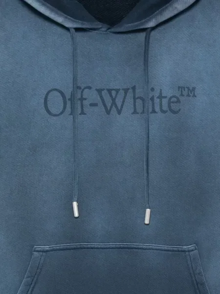 Hanorac cu glugă Off-white cu broderie alb
