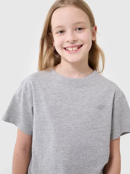 T-SHIRT DZIEWCZĘCY 4F KOSZULKA DZIECIĘCA szara