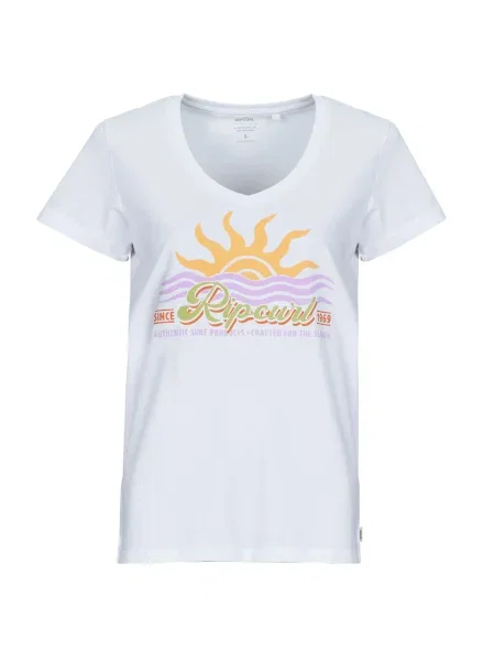 Tricou Rip Curl cu decolteu în V alb