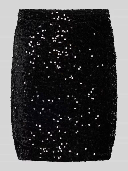 Spódnica midi o kroju podkreślającym sylwetkę z cekinowym obszyciem model ‘KAM’ Pieces czarna