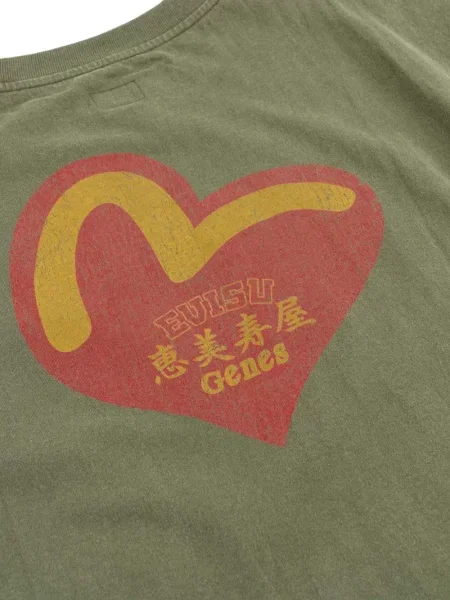 Tricou Evisu cu motiv cu inimi verde