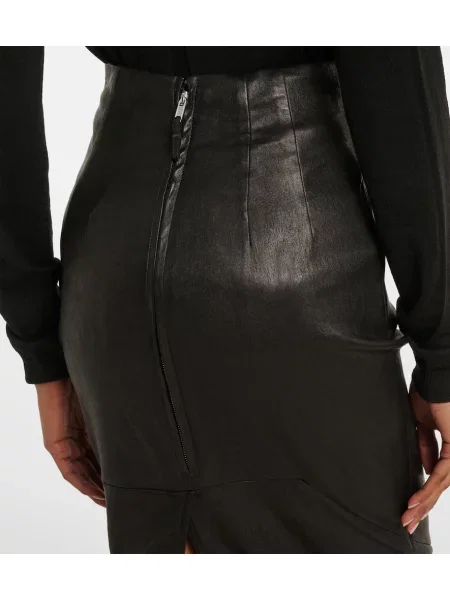 Fustă din piele Rick Owens negru
