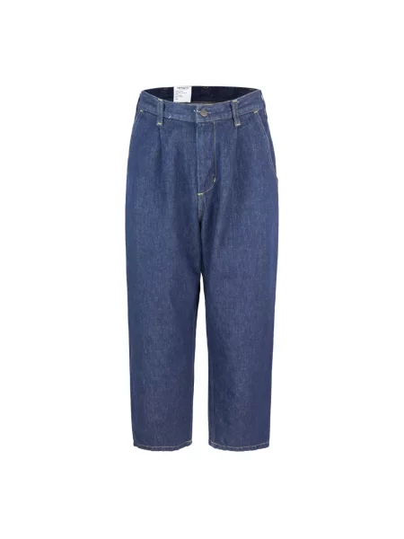 Szerokie jeansy Carhartt Wip z logo niebieskie