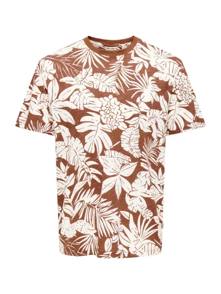 Only & Sons Tricou ONSPERRY maro alb