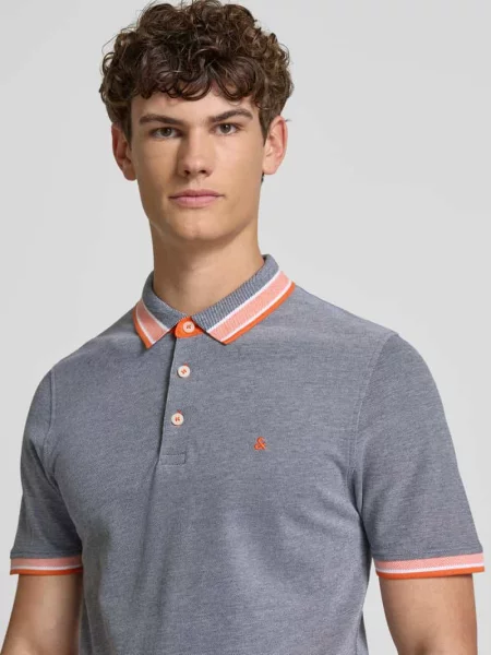 Koszulka polo o kroju slim fit z dodatkiem model ‘Paulos’ Jack & Jones granatowe