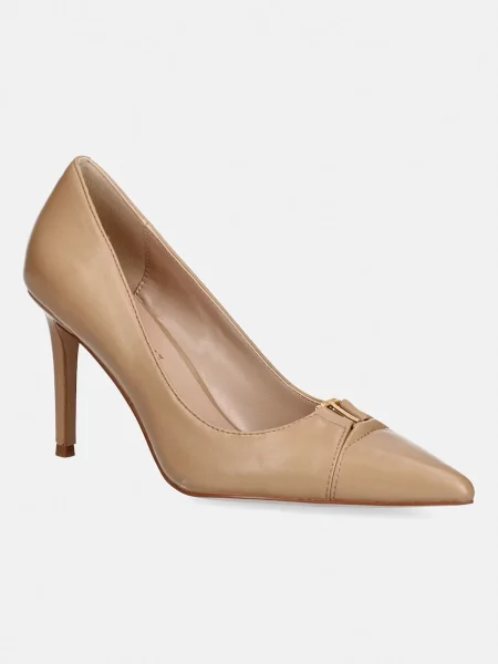 Pantofi cu toc Twinset din piele bej