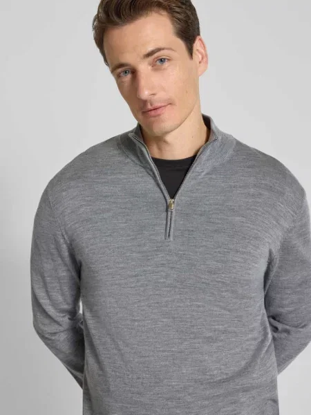 Bluza z kołnierzem o kroju regular fit z czystej wełny model ‘TRAY’ Selected Homme