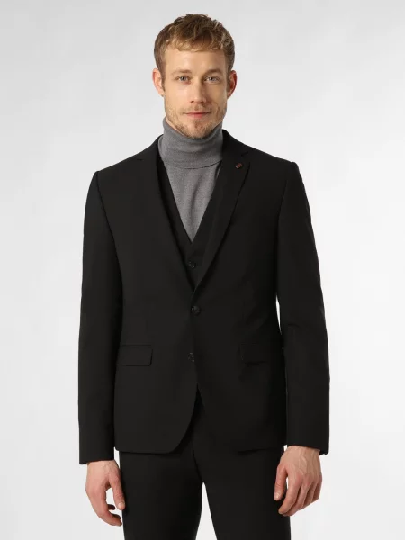 Finshley & Harding London marynarka od garnituru modułowego Mężczyźni Slim Fit Sztuczne włókno jednolity 23 czarny