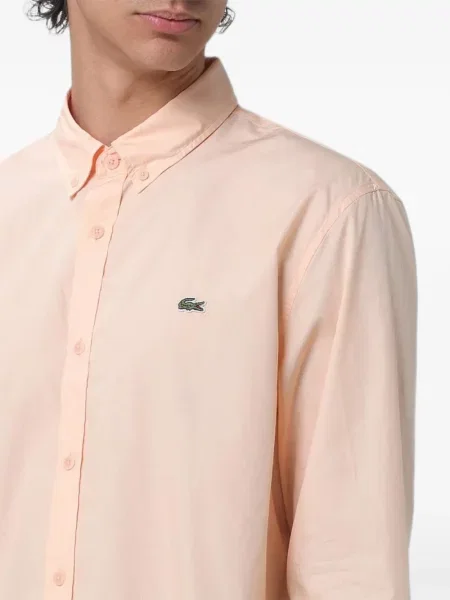 Cămașă Lacoste din poplin cu autograf roz