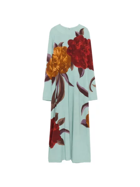 Rochie maxi La Doublej cu model floral cu imagine de costum albastru