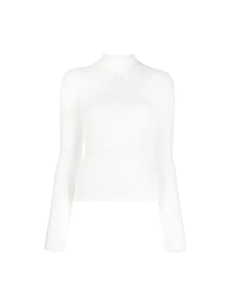 Sweter z golfem Courreges do golfa biały