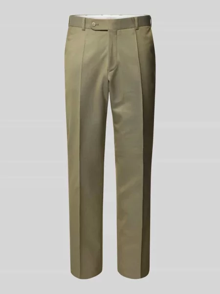 Spodnie garniturowe o kroju slim fit z kantami Wilvorst zielone