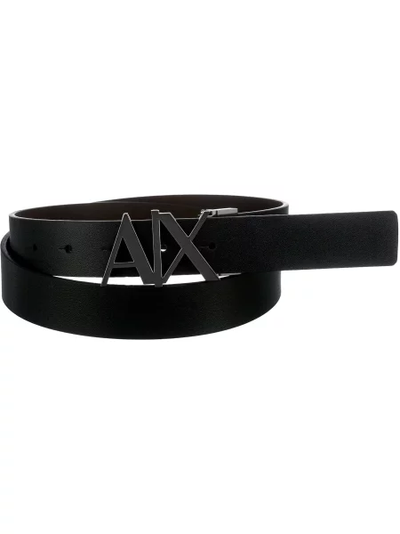 ARMANI EXCHANGE Ζώνη καφέ ασημί μαύρο
